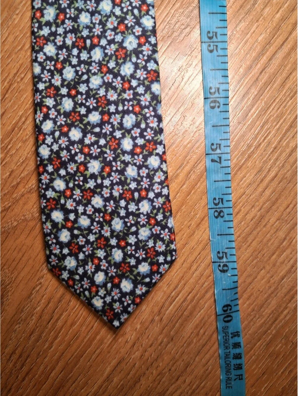 J Crew Cotton Tie Blue Multicolor Floral Skinny Slim